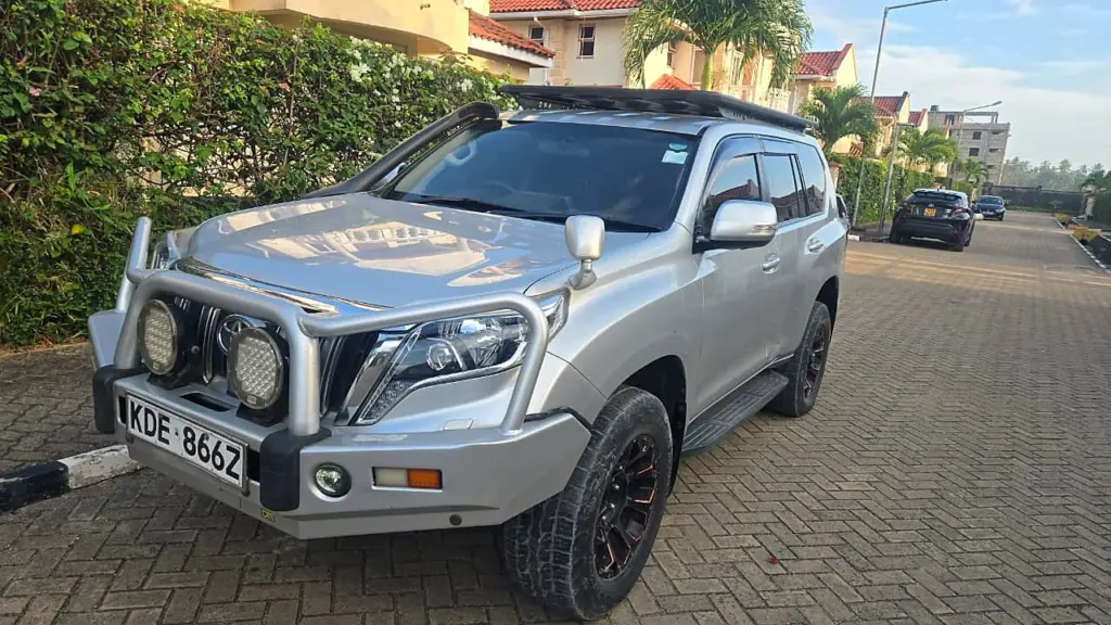 2015 Toyota Prado TX silver grey front three-quarter view for sale in Mombasa